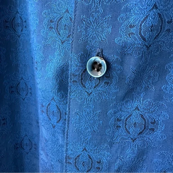 Robert Graham Cullen Blue Jacquard Flip Cuff Dress Shirt, NWOT, Size 1XLT - Picture 7 of 12